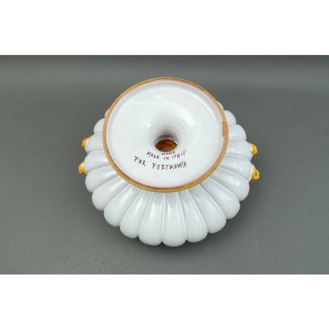 Ceramic Mid 20th Century Large Fortunata Italy Handmade Pottery Centerpiece Pedestal Compote Bowl Lion's For Sale - Image 7 of 11
