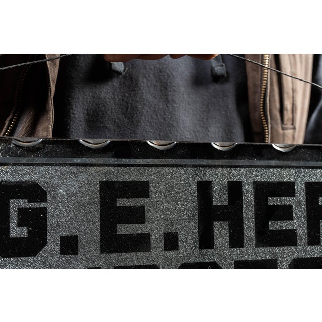 Early 20th Century Antique "Dr. g.e. Hertel, Surgeon" Foil-Backed Scalloped-Edged Glass Sign For Sale - Image 5 of 6