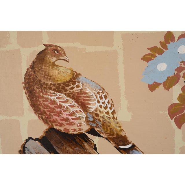 Vintage Japanese Botanical & Birds Triptych Paintings For Sale - Image 4 of 16