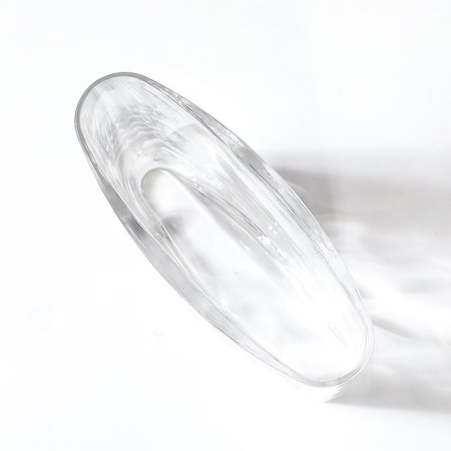 Mid-Century Modern Mid-Century Modernist Cut Crystal Vase W/ Leaf Form Motif Signed Tiffany and Co For Sale - Image 3 of 12