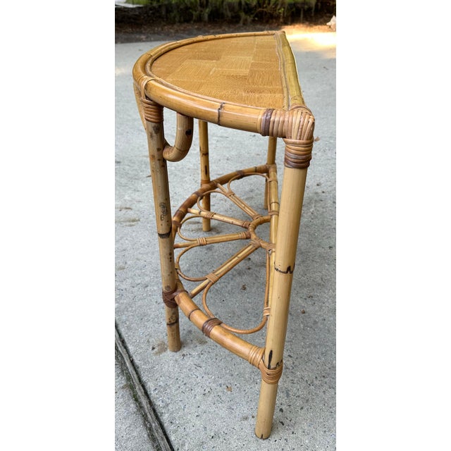 Broyhill Bamboo Demilune Hall Table For Sale - Image 4 of 10