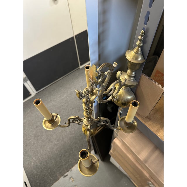 Pair of Rare Flemish, Early 19th Century Brass Pendant-Sconces For Sale In New York - Image 6 of 12