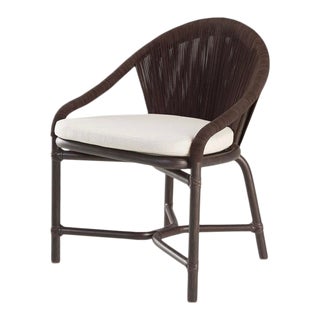 Baker McGuire Originals Bent Rattan and Leather Cord Matte Black Accent Arm Chair For Sale
