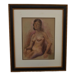 Mid 20th Century Seated Nude Study (Attributed to Augustus John), Framed
