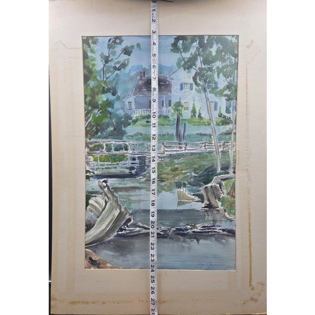 1945 Mid-Century Modern Regionalist Landscape Watercolor by Floyd F. Hackman For Sale - Image 12 of 18