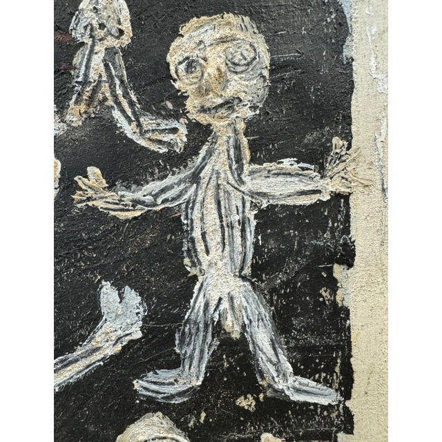 1960s Art Brut, Oil and Sand on Canvas, 1968, Signed Jeune Eve For Sale - Image 5 of 12