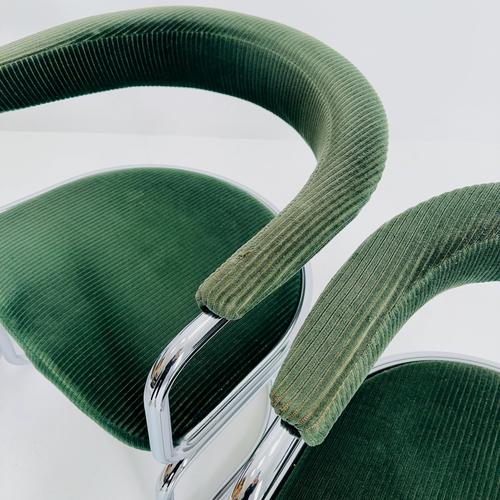 Mid-Century Modern Green Velvet Dining Table Armchairs by Giotto Stoppino, Italy, 1970s For Sale - Image 14 of 18