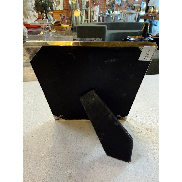Italian Italian Polished Brass Geometric Picture Frame, 1970s For Sale - Image 3 of 6