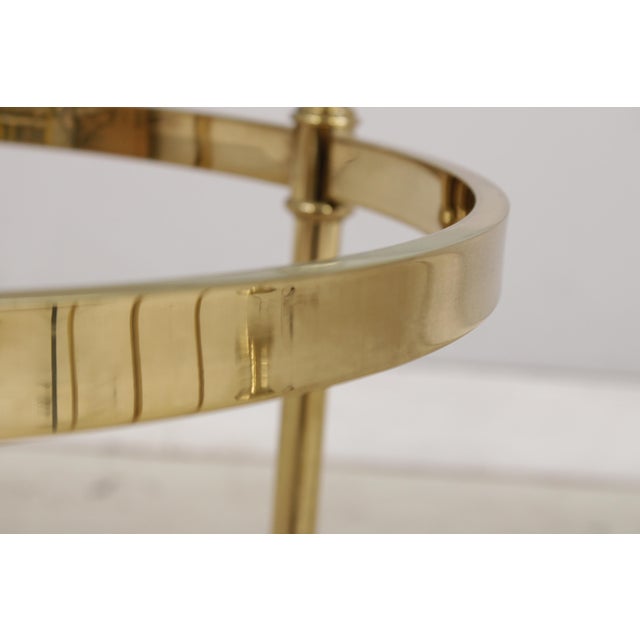 Brass Pair of Brass & Glass Round End Tables For Sale - Image 8 of 14