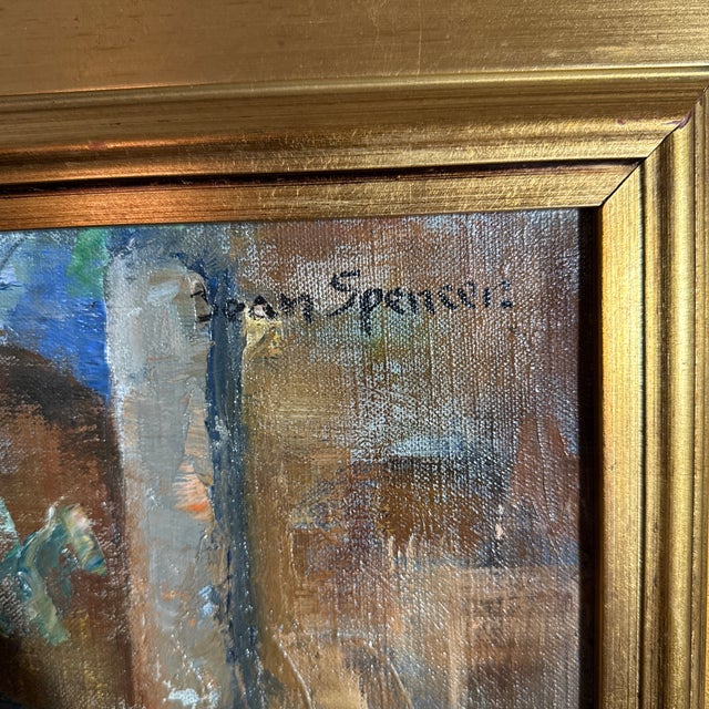 Brown Vintage 1950s Floral Oil Painting by Listed Artist Jean Spencer For Sale - Image 8 of 11