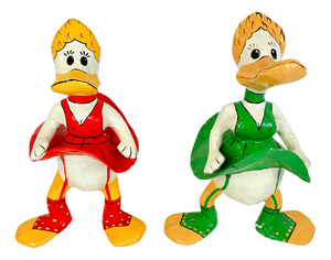 French Papier-Mâché Dancing Ducks, 1960s, Set of 2