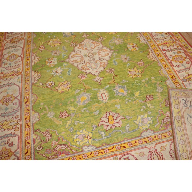 Antique Zabihi Collection Apple Green Turkish Oushak Rug - 8'8" x 10'7" For Sale - Image 11 of 12