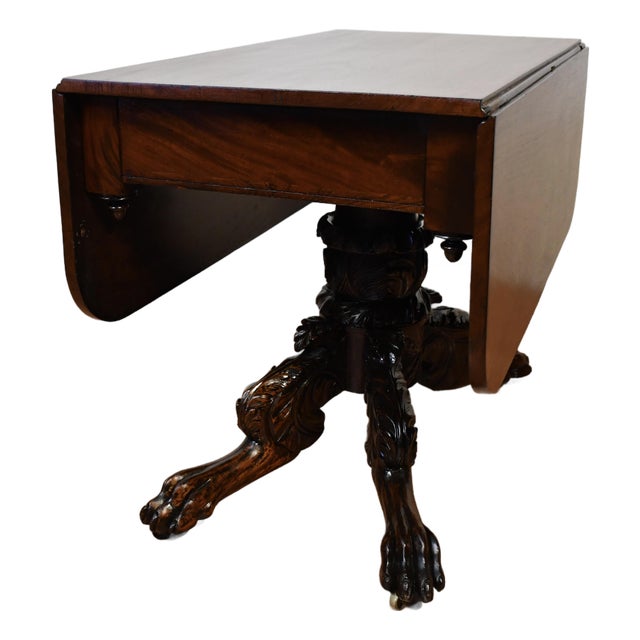 1890s Antique American Empire Mahogany Drop-Leaf Breakfast Table For Sale