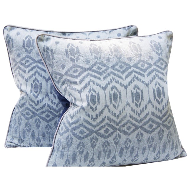 Ikat Woven Indigo Pillow Covers a Pair, 22x22" Chairish