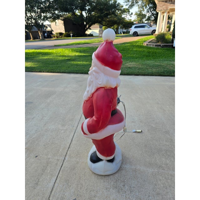 1990s Vintage 40" Waving Santa Claus Lighted Christmas Blow Mold Yard Decor For Sale - Image 5 of 8