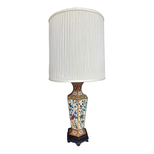 Late 19th Century Floral Cloisonné Table Lamp For Sale