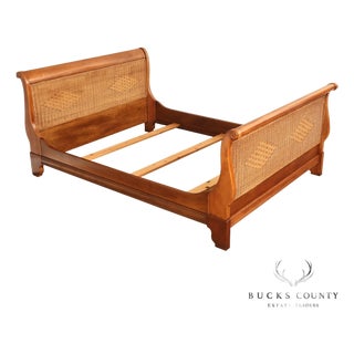 Lexington Cherry And Wicker Queen Sleigh Bed For Sale
