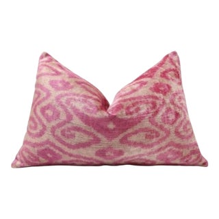 Rose Silk Velvet Pillow 16x24 Handmade Luxury Lumbar Cushion For Sale