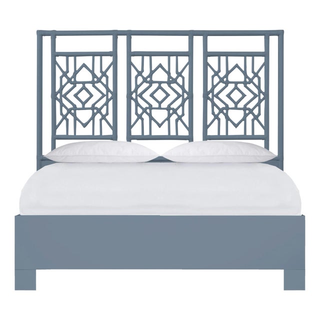 Tulum Platform Bed Queen, Regatta Blue For Sale