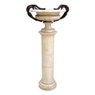 Michael Taylor Tazza Urn With Bronze Serpents and Pedestal For Sale