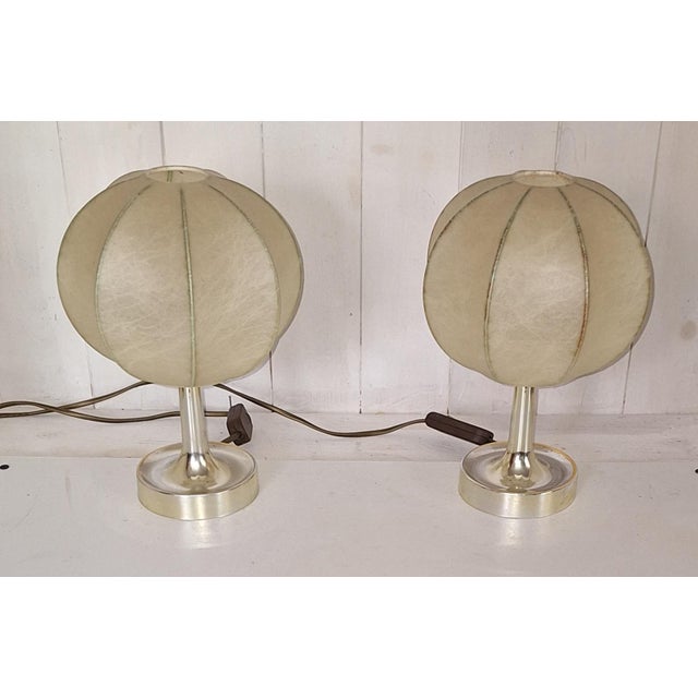 Vintage Bedside Lamps with Cocoon Shades by Alfred Wauer for Goldkant-Leuchten, 1960s, Set of 2 For Sale - Image 4 of 9