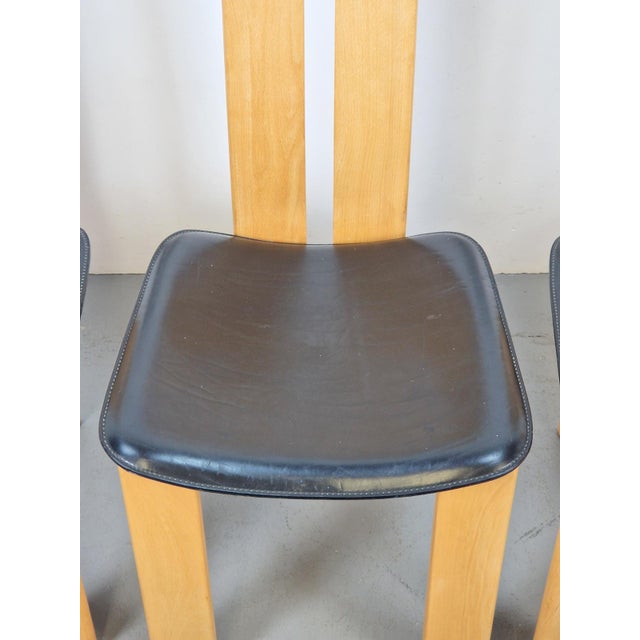 Black Vintage Beech and Leather Dining Chairs by Pietro Costantini for Ello, 1970s, Set of 4 For Sale - Image 8 of 13