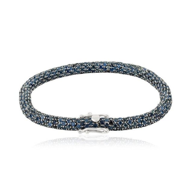 Gemstone 18.51 Ct Natural Blue Sapphire Rope Bracelet in 925 Silver For Sale - Image 7 of 11