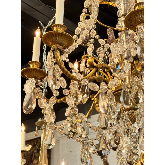 Metal 19th C. French Baccarat Manner Bronze and Crystal Chandelier For Sale - Image 7 of 9