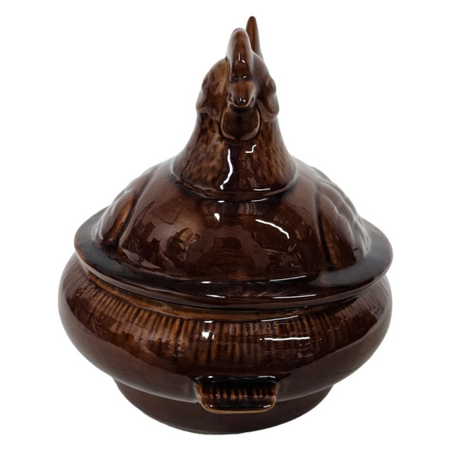 California Pottery Covered Chicken Casserole Dish Cf37 For Sale - Image 4 of 8