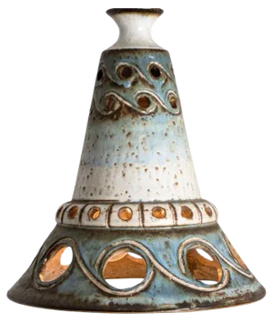 Cone Blue Ceramic Pendant Light, Denmark, 1970s