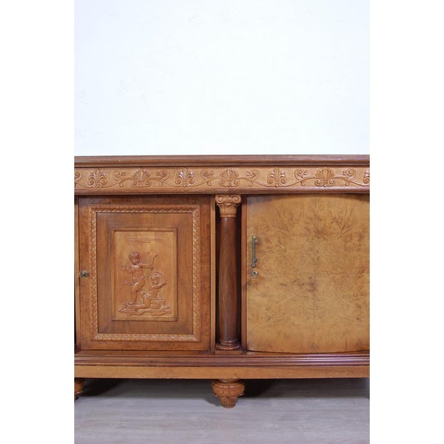 Empire Style Sideboard in Briar with Green Marble Top & Mirror, 1940s, Set of 2 For Sale - Image 11 of 18