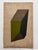 A striking vintage miniature geometric abstraction featuring a sculptural, architectural form rendered in olive green,...