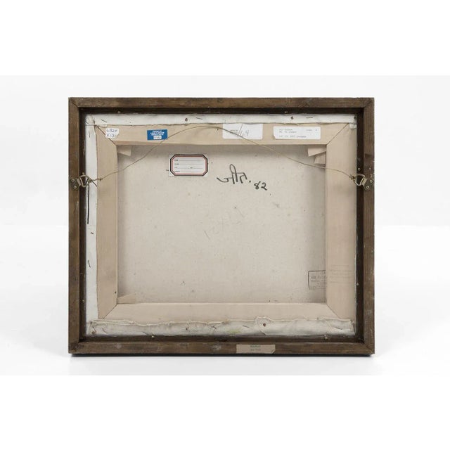 1980s Jeet Chhabda, Head Study With Townscape Beyond, Collage on Canvas For Sale - Image 5 of 8