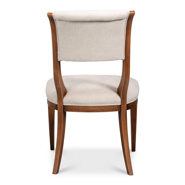 Klismos Dining Chairs in Antiqued Walnut and Cream, Sets of 2 For Sale In Raleigh - Image 6 of 11