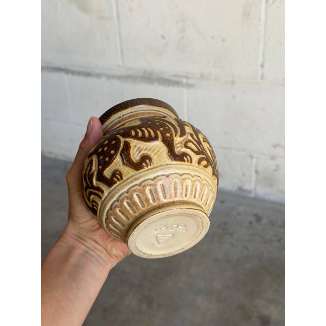 1960s Michael Andersen & Søn Danish Tiger Ceramic Vase Mid-Century 1960s For Sale - Image 5 of 9