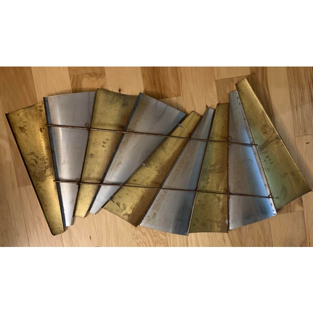 Industrial Curtis Jere Style Silver and Gold Tone Wave Industrial Metal Wall Art For Sale - Image 3 of 8