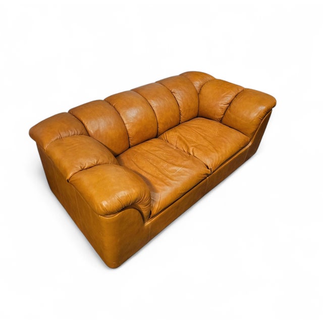 Italian Cocker 2-Seater Sofa in Cognac Leather by Franco Bresciani for Poltrona Frau, 1970s For Sale - Image 3 of 12