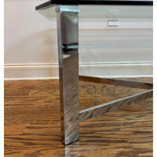 Vintage MCM Chrome & Glass X-Base Coffee Table - 50" For Sale In Atlanta - Image 6 of 6