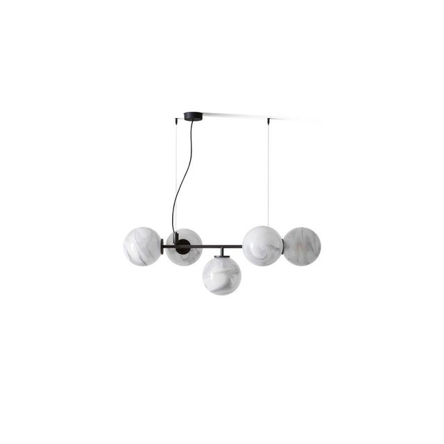 Cassina Mid-Century Modern Starburst Chandelier in Black Metal & Glass from Cassina For Sale - Image 4 of 10