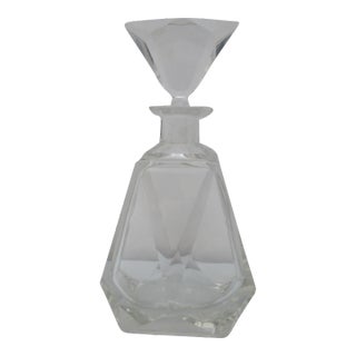 Art Deco Style Heavy Faceted Crystal Geometric Decanter For Sale