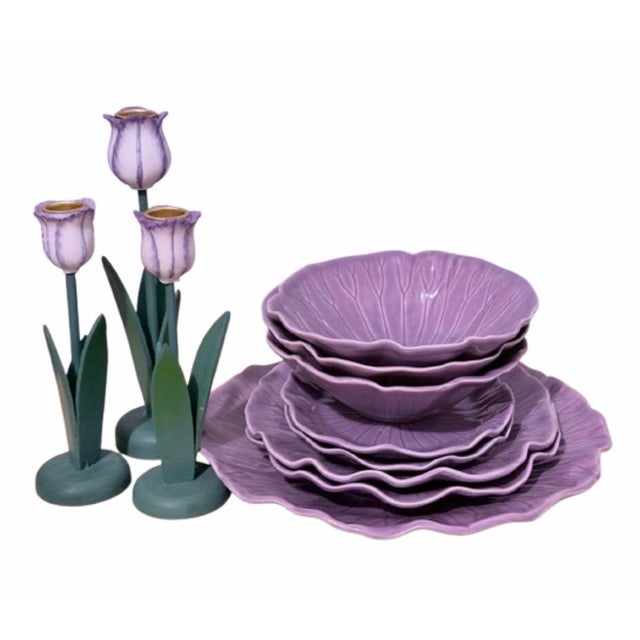 Amethyst Vintage Metlox California Collection Lotus Poppytrail Serving Plates Purple - Set of 8 For Sale - Image 8 of 10