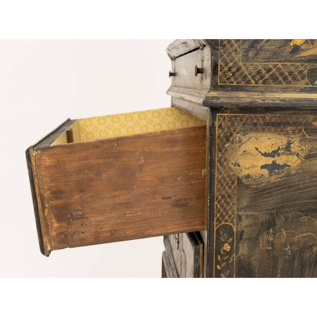Chinoiserie Green Painted and Ebonized Secretary | Chairish