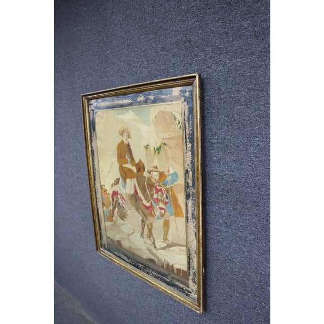 Victorian Victorian Needlepoint Tapestry of Napoleon Bonaparte Crossing the Alps For Sale - Image 3 of 18