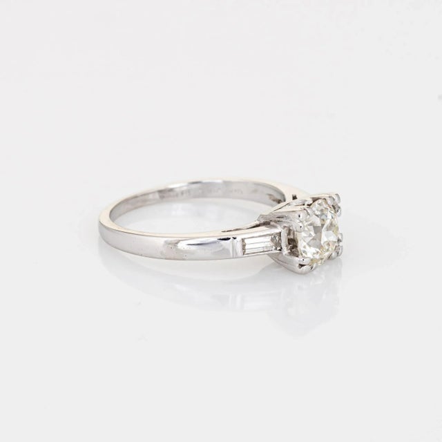 Art Deco Early 20th Century Vintage Art Deco 1ct Diamond Engagement Ring Platinum Fine Bridal size 5.25 For Sale - Image 3 of 7