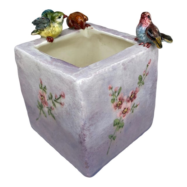 French Majolica Birds Cache Pot Jerome Massier Fils, Circa 1900 For Sale