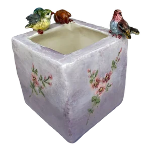 French Majolica Birds Cache Pot Jerome Massier Fils, Circa 1900