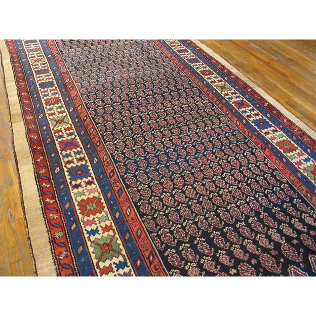 Rustic Jaw-Dropping Allover Design With Linear Rows of Boteh on Black Background Color Antique Persian Paisley Gallery For Sale - Image 3 of 8
