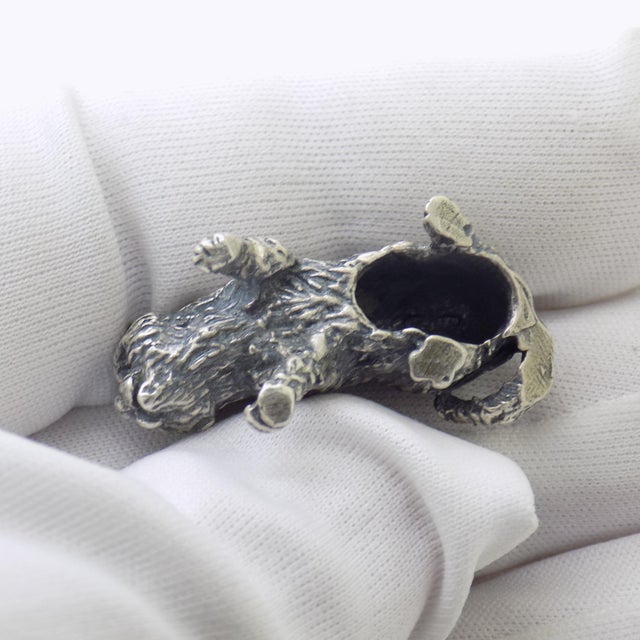 Silver Vintage Italian Sweet Kitten Miniature Figurine in Silver 800, 1970s For Sale - Image 8 of 12