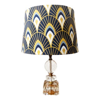 Art Deco Lamp with Custom-Made Palm Leaf Shade, 1950s For Sale