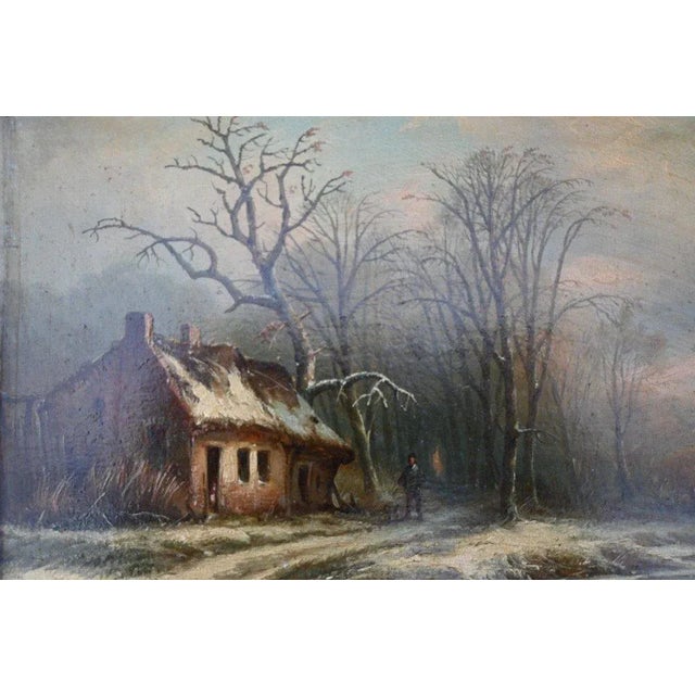 Charles Mammes, Winter Landscape, Early 19th Century, Oil on Panel For Sale - Image 3 of 6